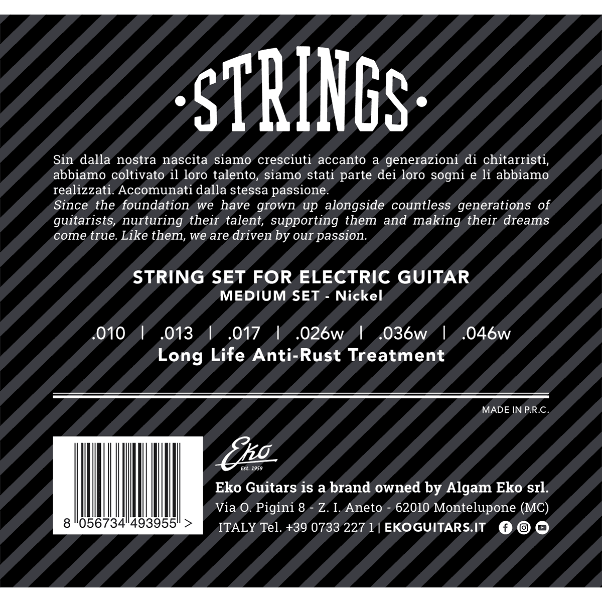 EKO 10-46 Electric Guitar String Set | Long Life Anti-Rust Treatment | CEK EL1046R