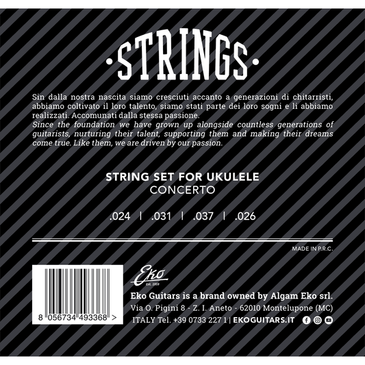 Eko | Strings Set for Concerto Ukulele | Medium | 4 Strings | CEK UKCONCERTOM