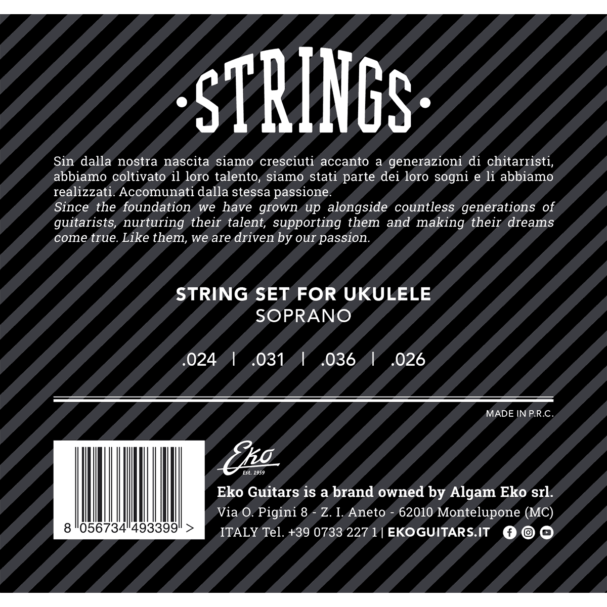 Eko | Strings Set for Soprano Ukulele | Medium | 4 Strings | CEK UKSOPRANOM