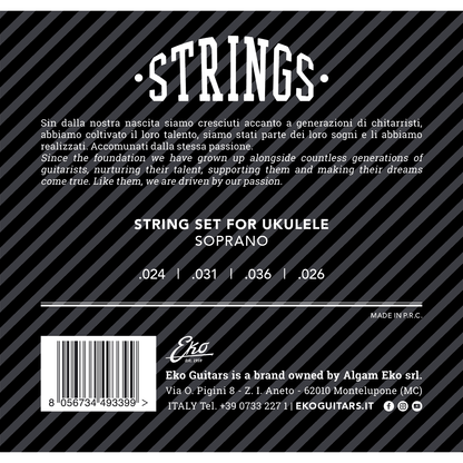 Eko | Strings Set for Soprano Ukulele | Medium | 4 Strings | CEK UKSOPRANOM