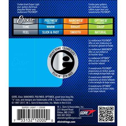Elixir Super Light POLYWEB 09 - 42 Electric Guitar Strings