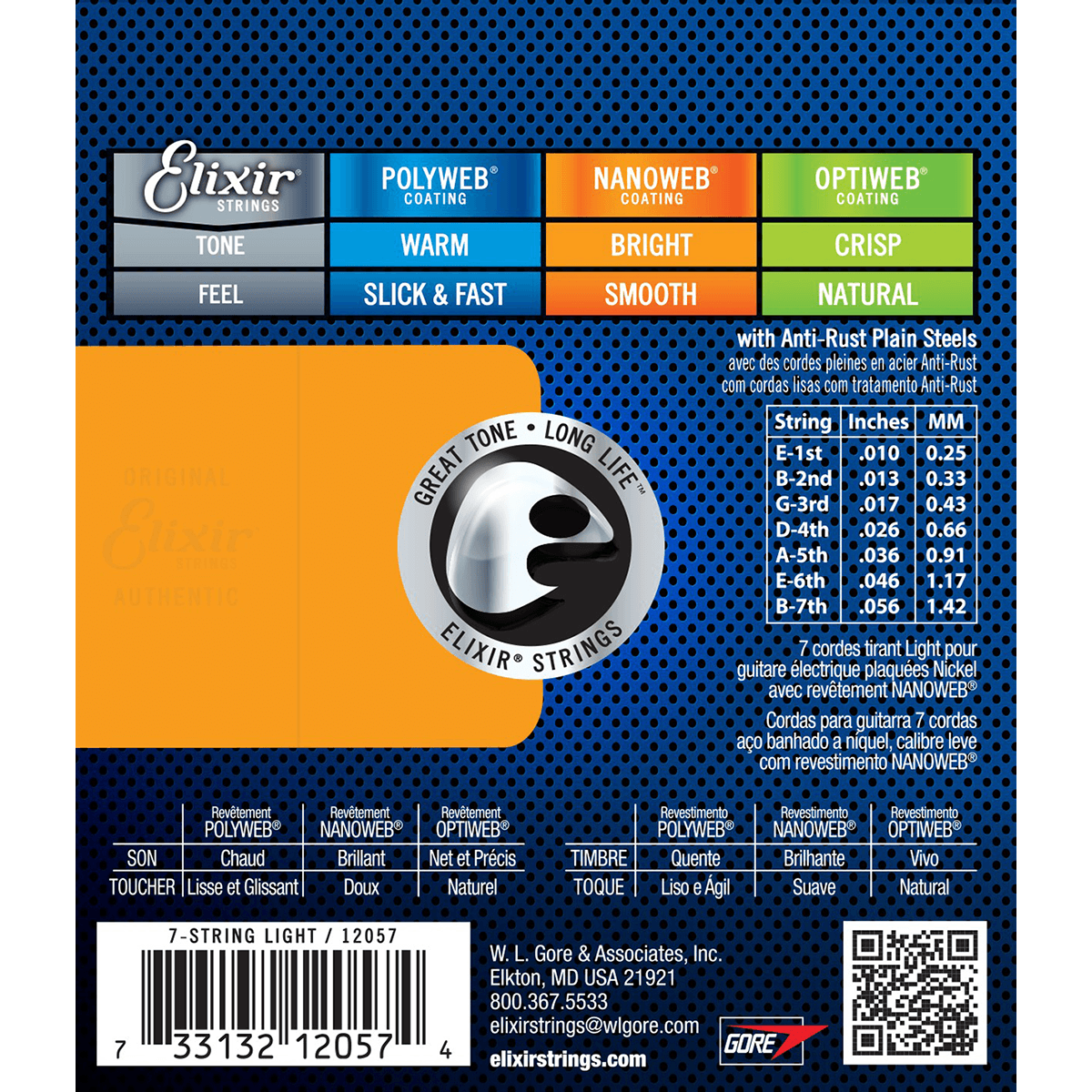 Nanoweb 10 - 56 Electric Guitar Strings | For 7-String Guitars | By Elixir
