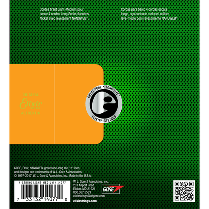 Elixir 45-105 Electric Bass Guitar String Set | Nickel Plated Steel | Nanoweb Coating