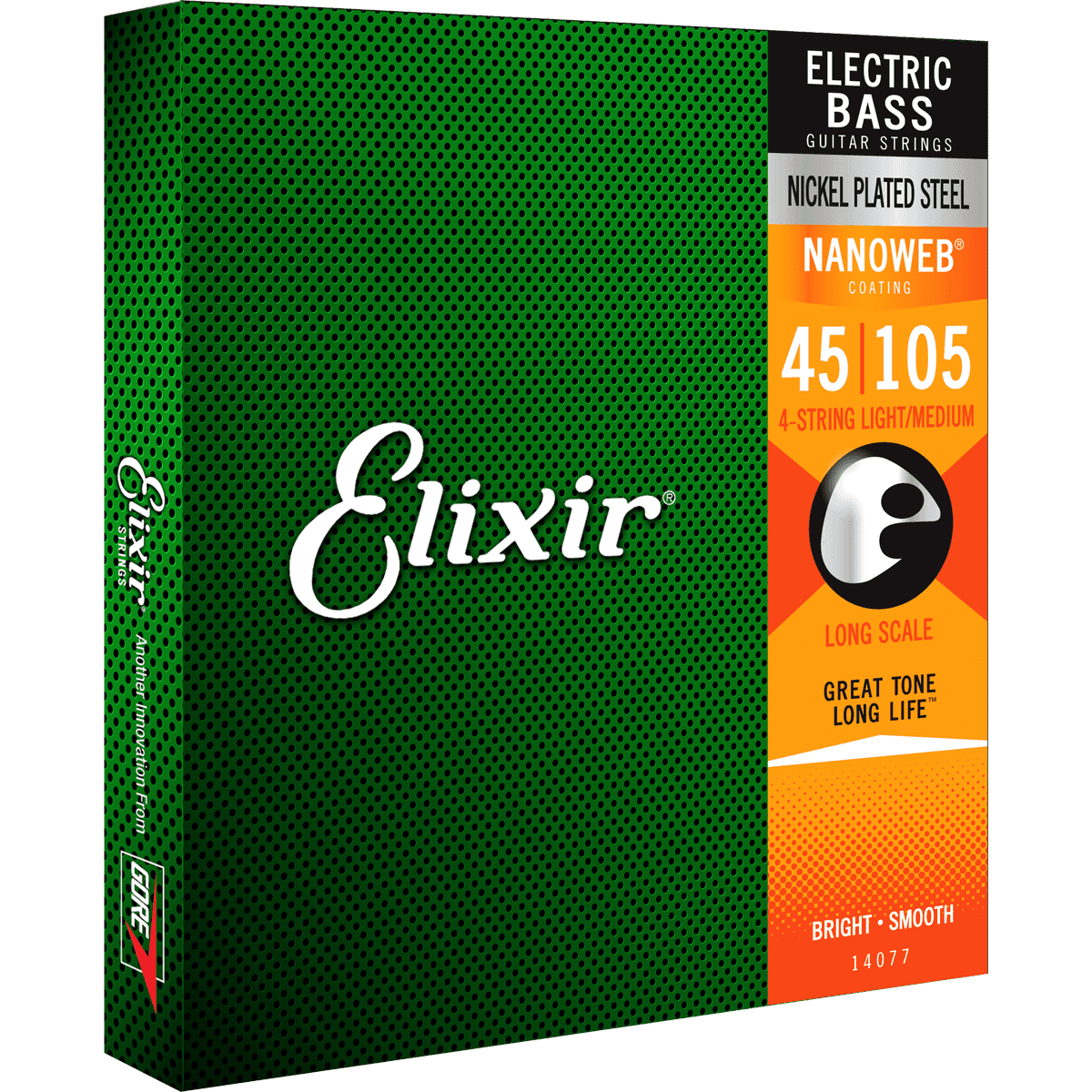 Elixir 45-105 Electric Bass Guitar String Set | Nickel Plated Steel | Nanoweb Coating