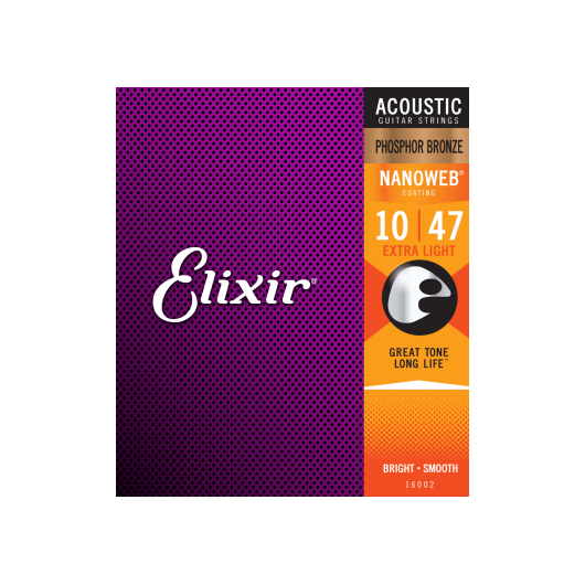 Nanoweb Phosphor Bronze 10-47 Acoustic Guitar Strings | By Elixir