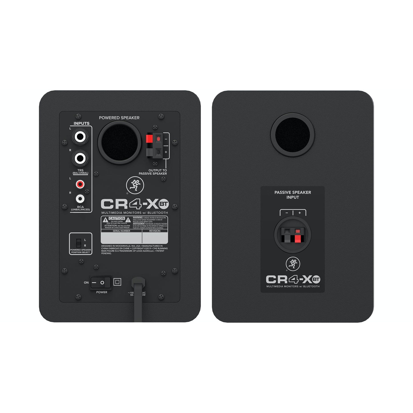 Mackie CR4-XBT 4 inch Multimedia Monitors with Bluetooth | 4" Active Studio Monitor, with 1/4" TRS and RCA Inputs, and Bluetooth (pair)