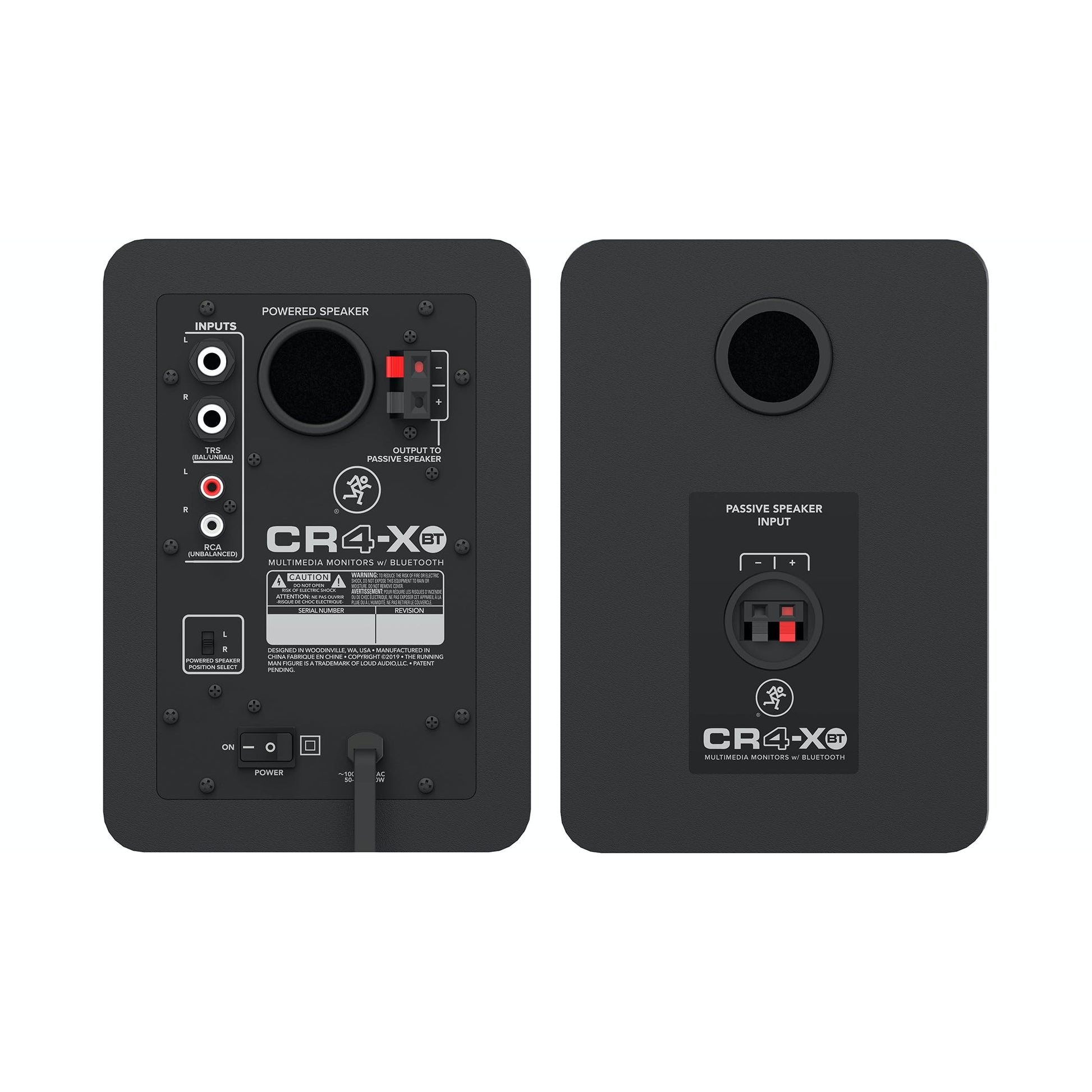 Mackie CR4-XBT 4 inch Multimedia Monitors with Bluetooth | 4" Active Studio Monitor, with 1/4" TRS and RCA Inputs, and Bluetooth (pair)