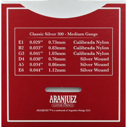 ARANJUEZ Classic Silver Set 300 Medium Tension Nylon / Silver Wound Strings Classical Guitar Strings | CRZ AR300