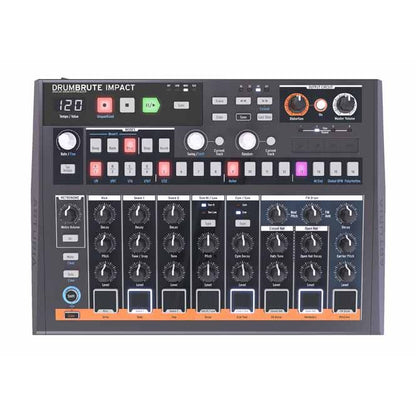 DRUMBRUTE Impact by Arturia | Streamlined analog drum machine with high-energy, big-attitude sounds,  with included software
