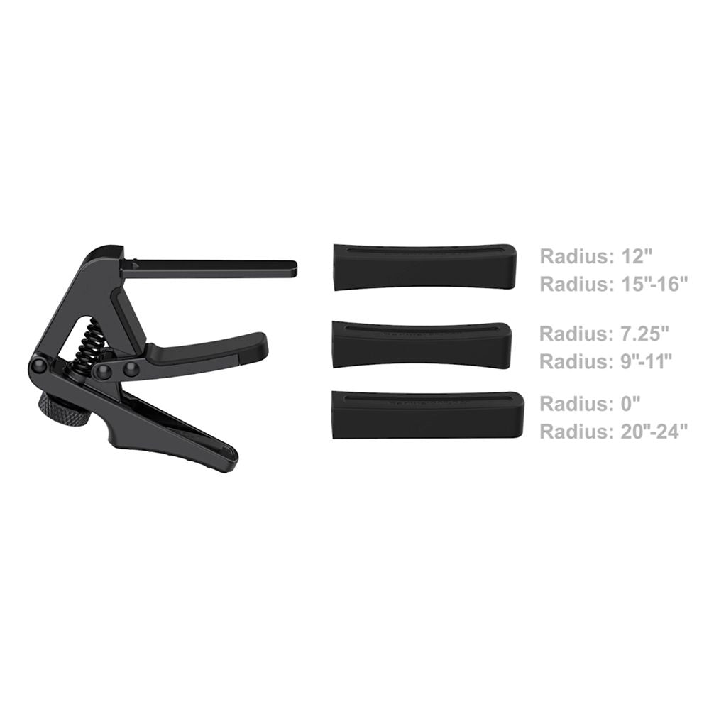 Cherub CGC1 Gemini Guitar Capo | Perfect Fit for Every Guitar | Includes 3 Soft Rubber Pads for Any Guitar Radius
