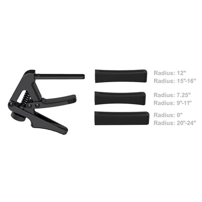 Cherub CGC1 Gemini Guitar Capo | Perfect Fit for Every Guitar | Includes 3 Soft Rubber Pads for Any Guitar Radius