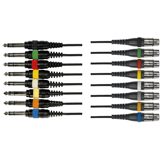 8 x Jack Stereo Мale/8 x XLR Female - 3m | Audio Cable | By Yellow Cable