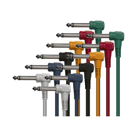 Patch Cables 1/4" Angled Jack - 1/4" Angled Jack | Mixed Colors (6 Pieces) | Instrument Cable | By Yellow Cable