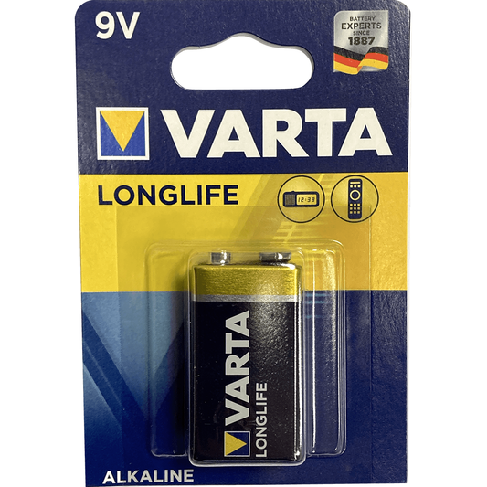 9V Long Life Battery by Varta | Alkaline | Perfect for Active Pickups and Pedals