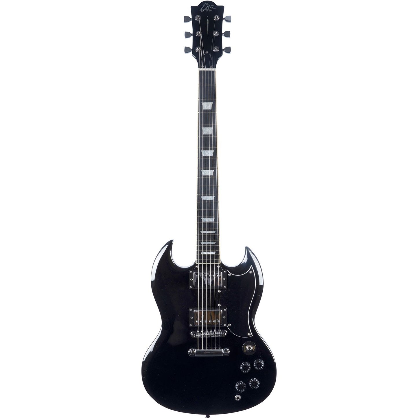 EKO DV300 Electric Guitar | Black Finish | Double Cut | High-Output Humbucking Pickups