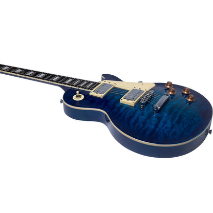 EKO LS300 Electric Guitar | Humbucker Pickups | Single Cut | Quilted Blue Finish