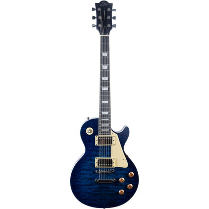 EKO LS300 Electric Guitar | Humbucker Pickups | Single Cut | Quilted Blue Finish