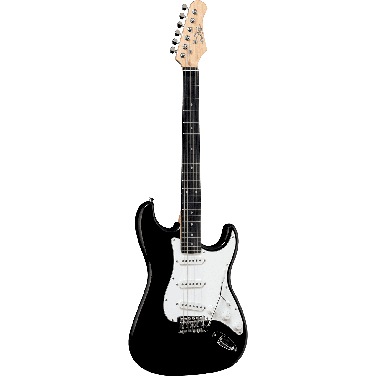 EKO S300BLK Electric Guitar |  Gloss Black Finish | Tremolo | 3 Single Coil Pickups | Includes Free Guitar Cable
