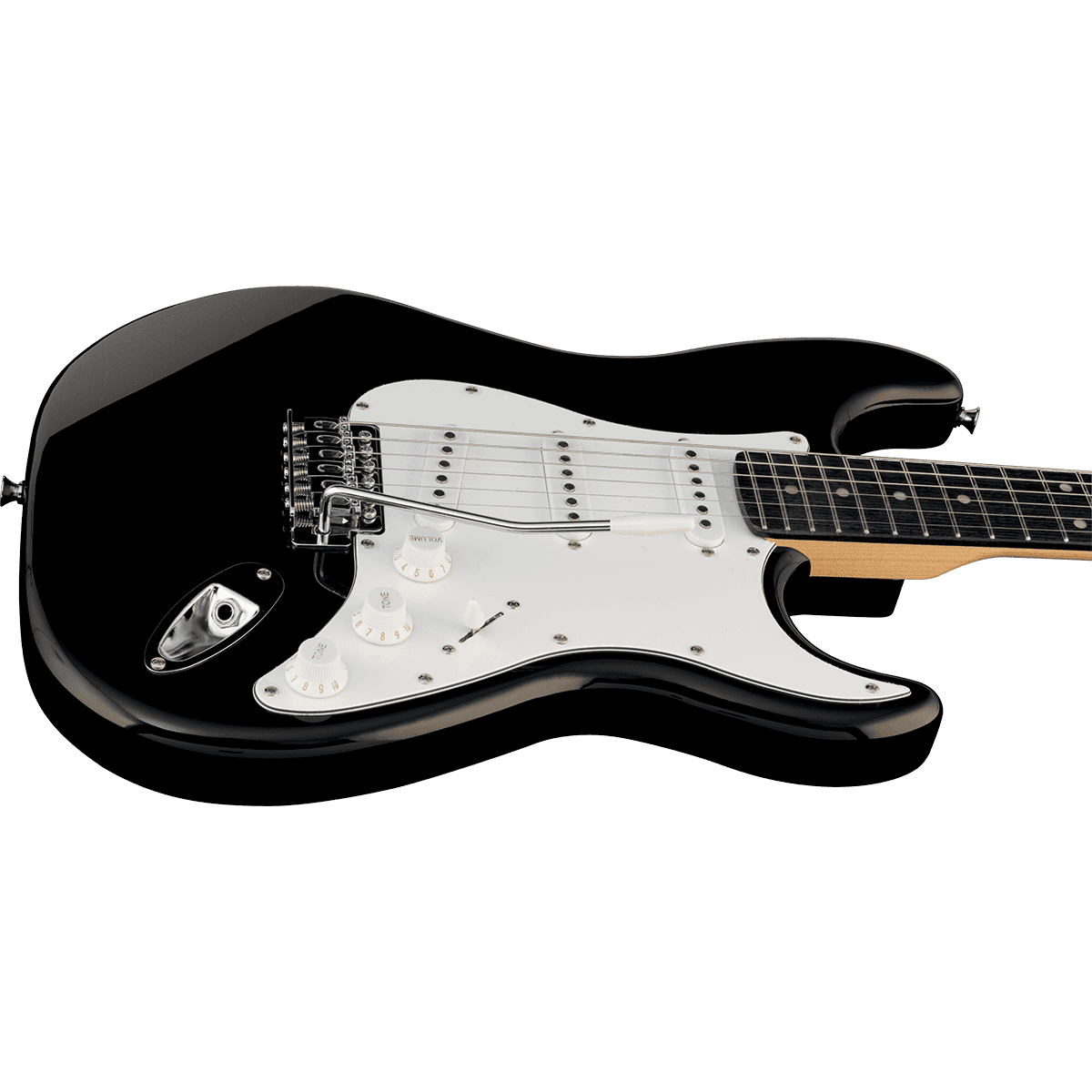 EKO S300BLK Electric Guitar |  Gloss Black Finish | Tremolo | 3 Single Coil Pickups | Includes Free Guitar Cable