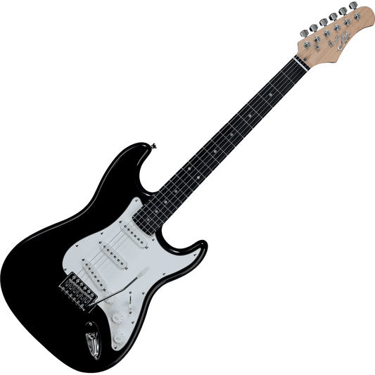 EKO S300BLK Electric Guitar |  Gloss Black Finish | Tremolo | 3 Single Coil Pickups | Includes Free Guitar Cable