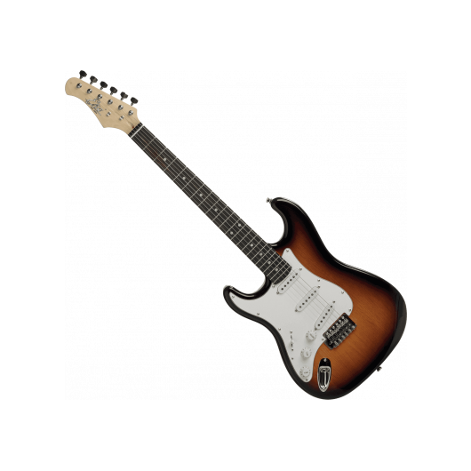 EKO S300-SB Left Handed Electric Guitar | Brown Sunburst | ST- type with Tremolo Bridge