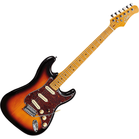 EKO S300V-MAPLE-SB Vintage Sunburst Stratocaster Type Electric Guitar | Lacquered Maple Neck