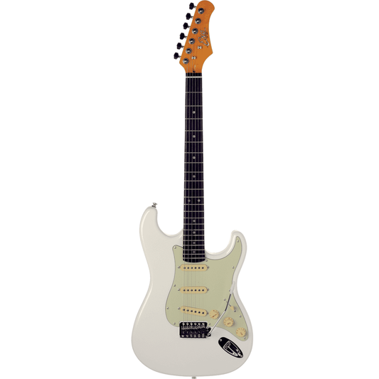 EKO S300V-OW Olympic White Vintage Stratocaster Type Electric Guitar | Lacquered Maple Neck, Vintage Aged Pickguard