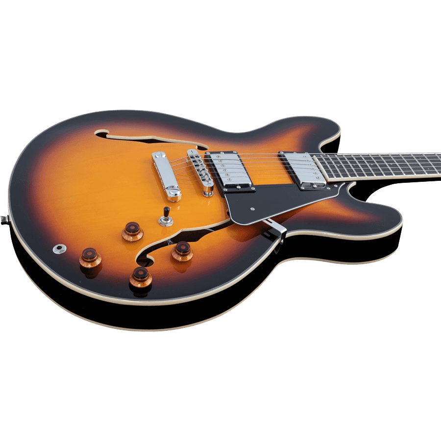 EKO SA350 Electric Guitar | Sunburst Finish | Hollowbody Double Cut | Perfect for Jazz and Blues
