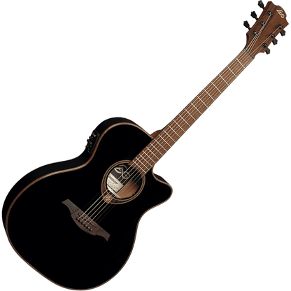 Auditorium Slim Cutaway Black Electro Acoustic Guitar Tramontane by Lâg | T118ASCE-BLK