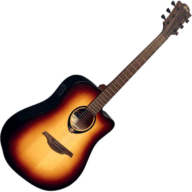Dreadnought Cutaway Electro Acoustic Guitar by Lâg | T70DCE-BRB