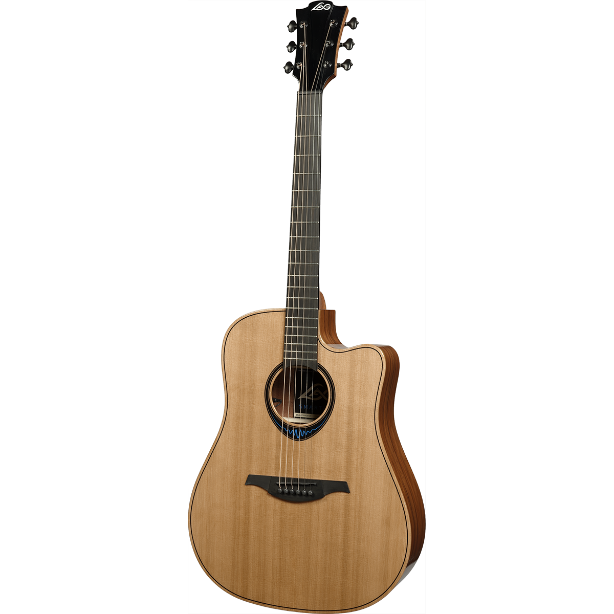 Dreadnought Cutaway Electro Acoustic Smart Guitar BlueWave 2 by Lâg | Includes Case and Cable | GLH TBW2DCE
