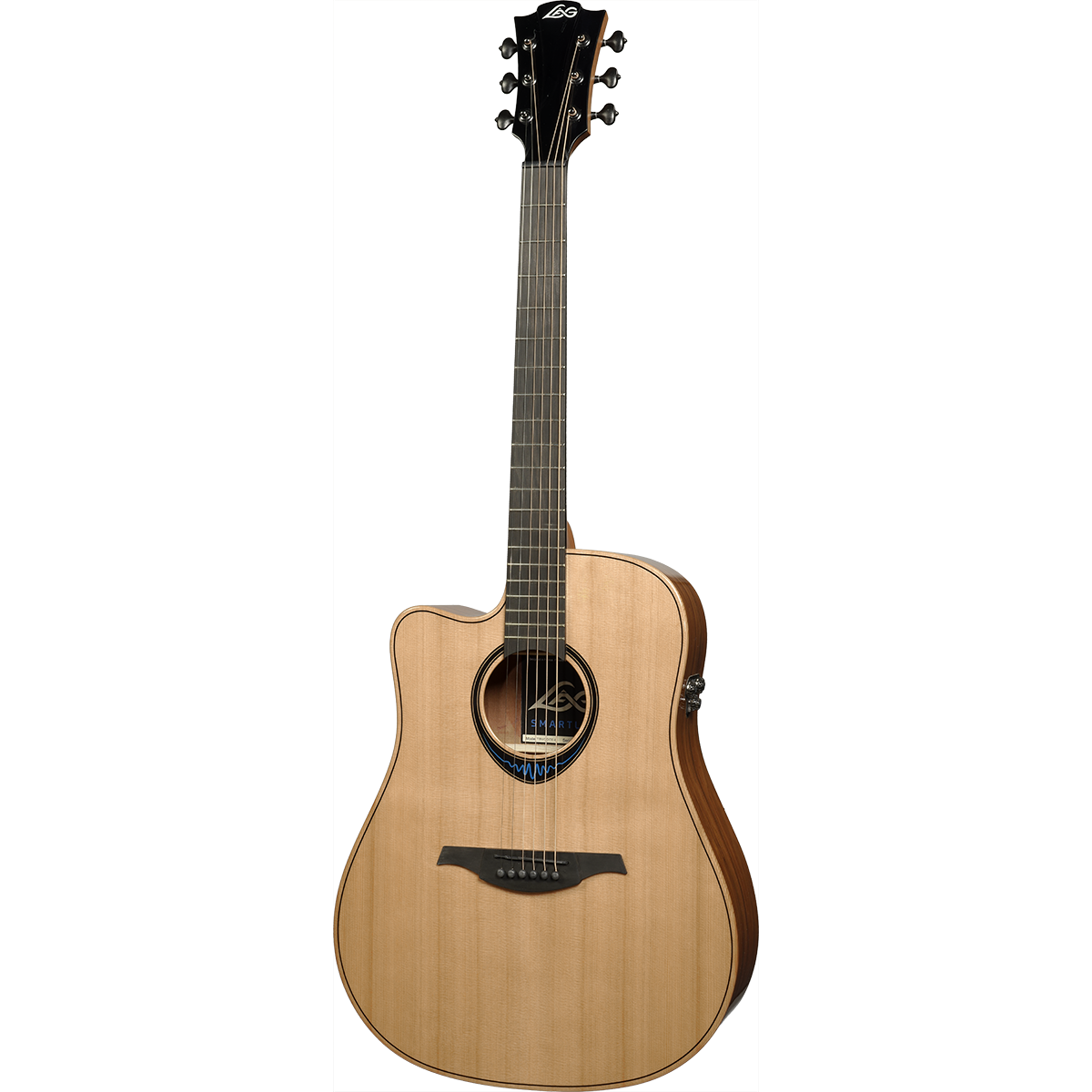 Dreadnought Cutaway Electro Acoustic Left-Handed Smart Guitar BlueWave 2 | Includes Case and Cable