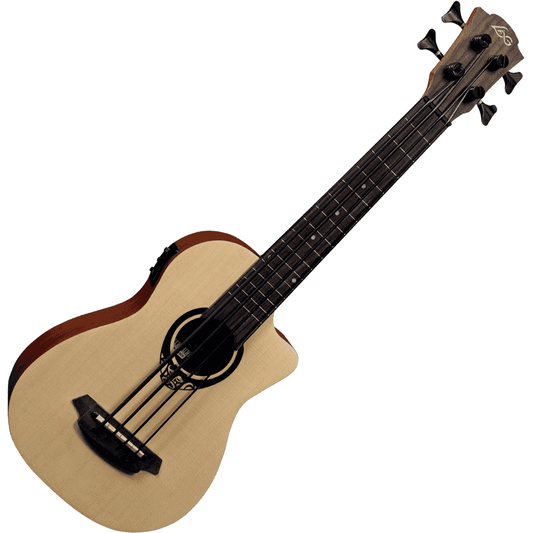 Lag TKB150FCE Electro-Acoustic Bass Ukulele | Mahogany Back and Sides | Included Gig Bag