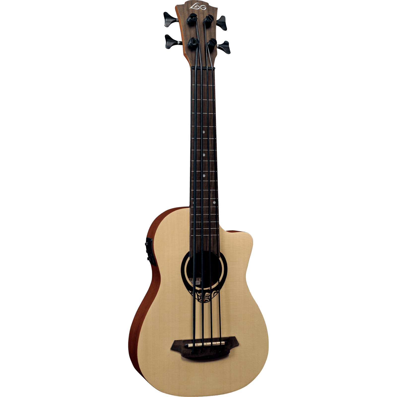 Lag TKB150FCE Electro-Acoustic Bass Ukulele | Mahogany Back and Sides | Included Gig Bag