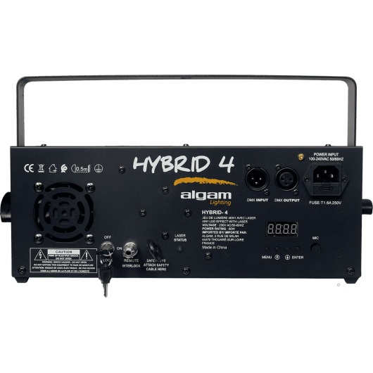 Hybrid 4 by Algam Lighting | 4 in 1 Light Show | Strobe, RGBW Derby, RGBW Gobo and Red and Green Lasers | Sound Response Mode | DMX and Automatic Mode Options