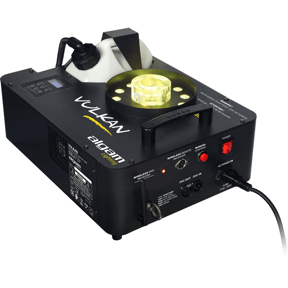 VULKAN Vertical Fog machine | CO2 effect machine LCD Display, HF remote, Wireless DMX built-in | LAL VULKAN by Algam Lighting