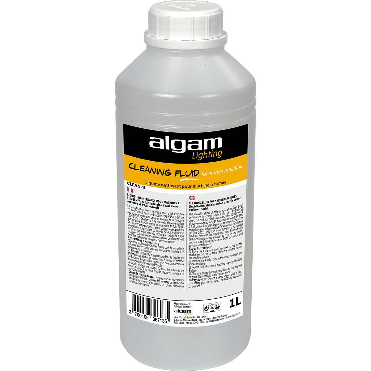 Algam Lighting | Cleaning Liquid for Smoke Machine | 1L | LSF CLEAN-1L