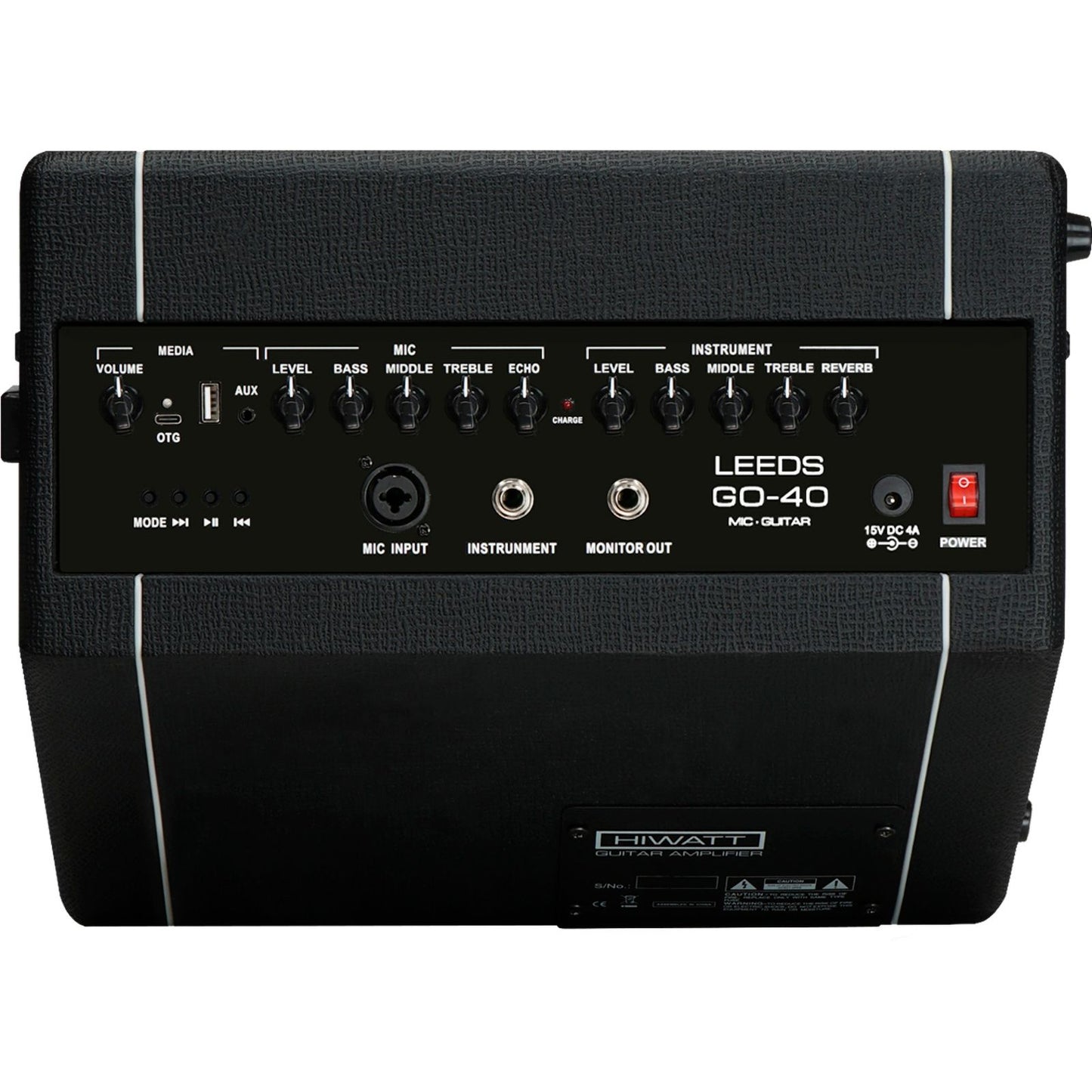Hiwatt Leeds GO40C Acoustic Guitar Amplifier | 40W 2-Channel Combo Amp | Built-In Battery