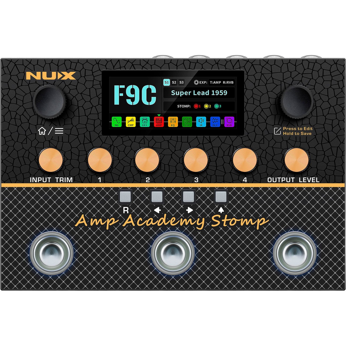 NUX Amp Academy Stomp Modeling Guitar Processor | Stereo Amp Modeler