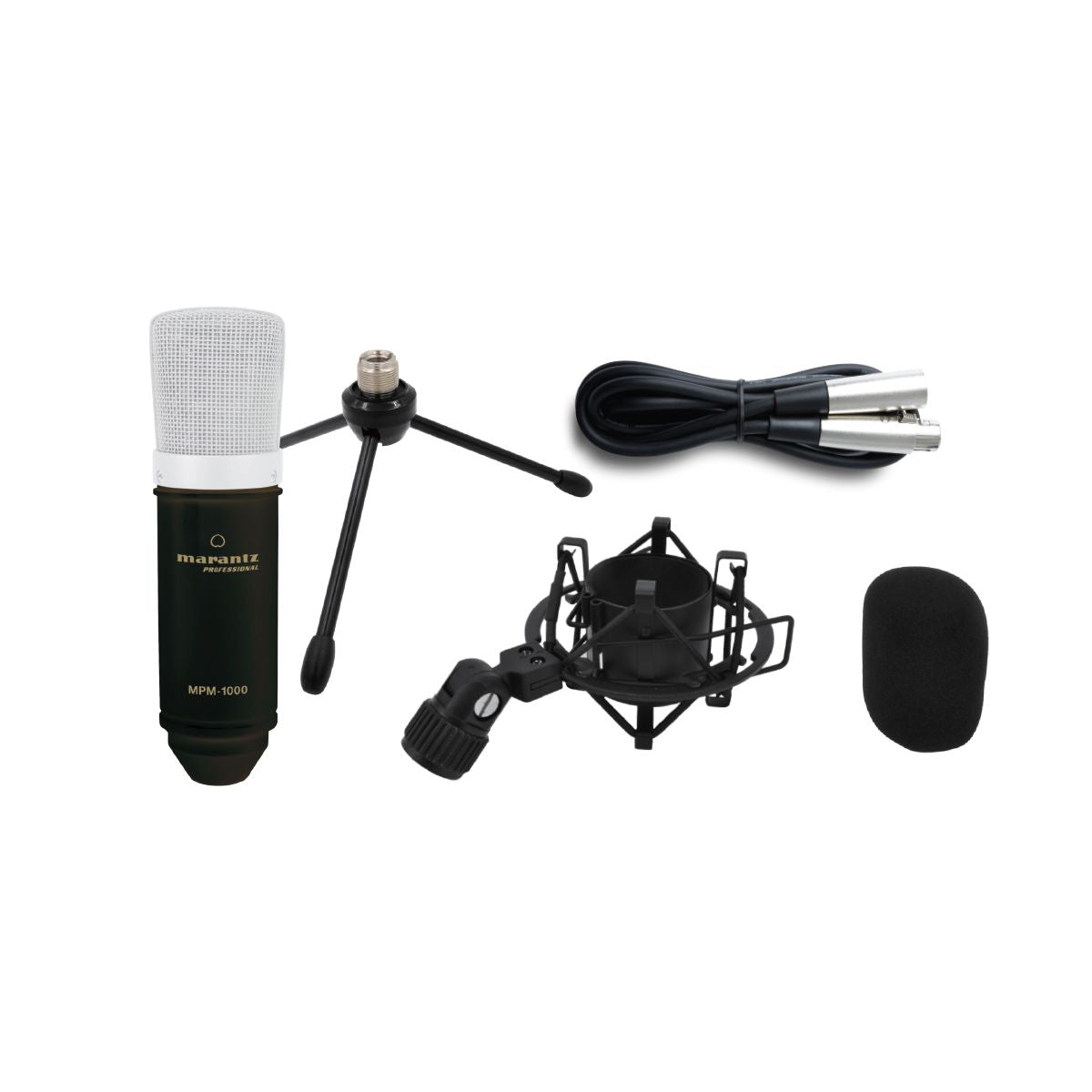 Marantz Pro MPM1000 | Studio Recording Condenser Microphone with Shockmount, Desktop Stand and Cable | For Podcasting and Recording
