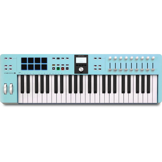 KeyLab Essential MK3 49 Aquamarine by Arturia | Universal MIDI Controller with DAW Functionality and Software Bundle