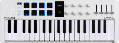 Arturia MiniLab 3 | 37-Key USB-C MIDI Keyboard Controller with 8 Encoders | 8 Velocity/Pressure Sensitive RGB-backlit Pads | 4 Sliders | Software Included
