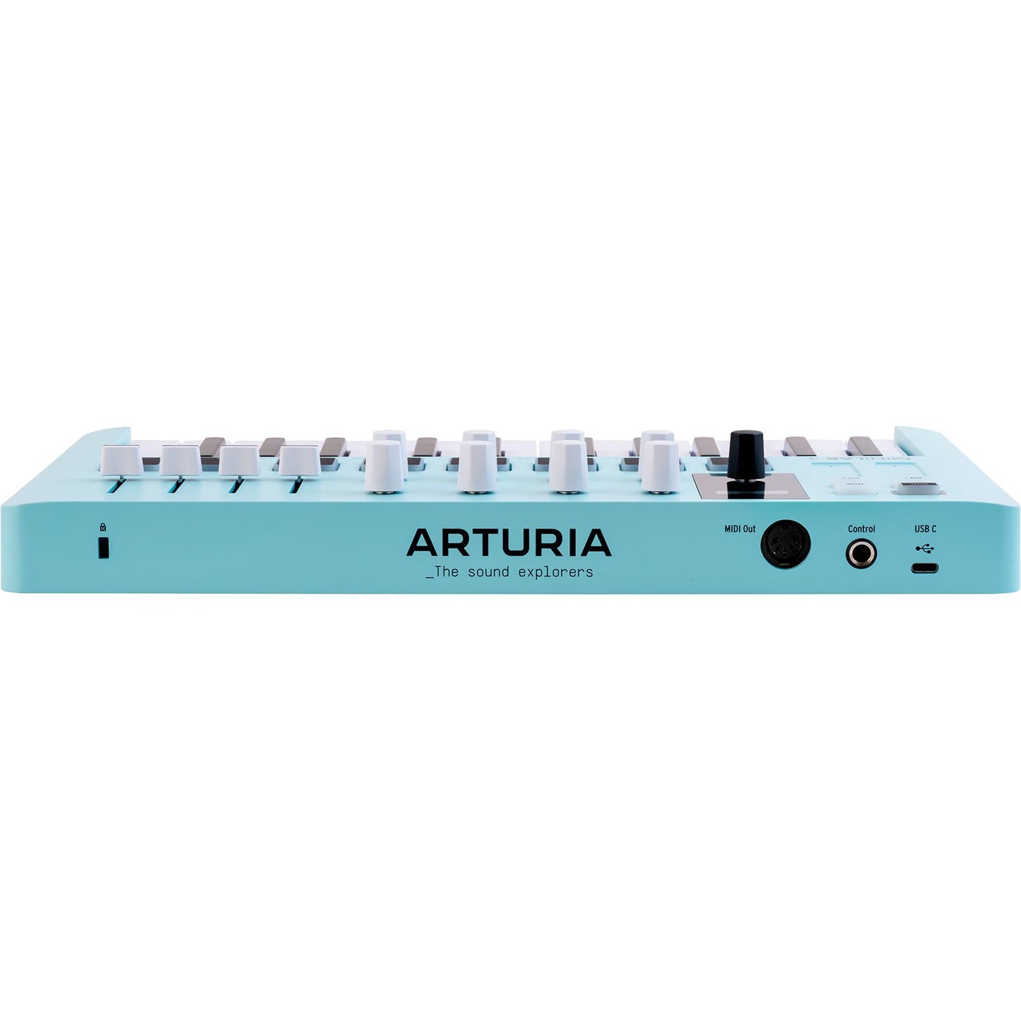 Arturia MiniLab 3 Aquamarine | 25-note USB-C MIDI Keyboard Controller with 8 Encoders | 8 Velocity/Pressure Sensitive RGB-backlit Pads | 4 Sliders | Software Included
