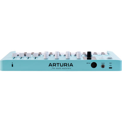 Arturia MiniLab 3 Aquamarine | 25-note USB-C MIDI Keyboard Controller with 8 Encoders | 8 Velocity/Pressure Sensitive RGB-backlit Pads | 4 Sliders | Software Included