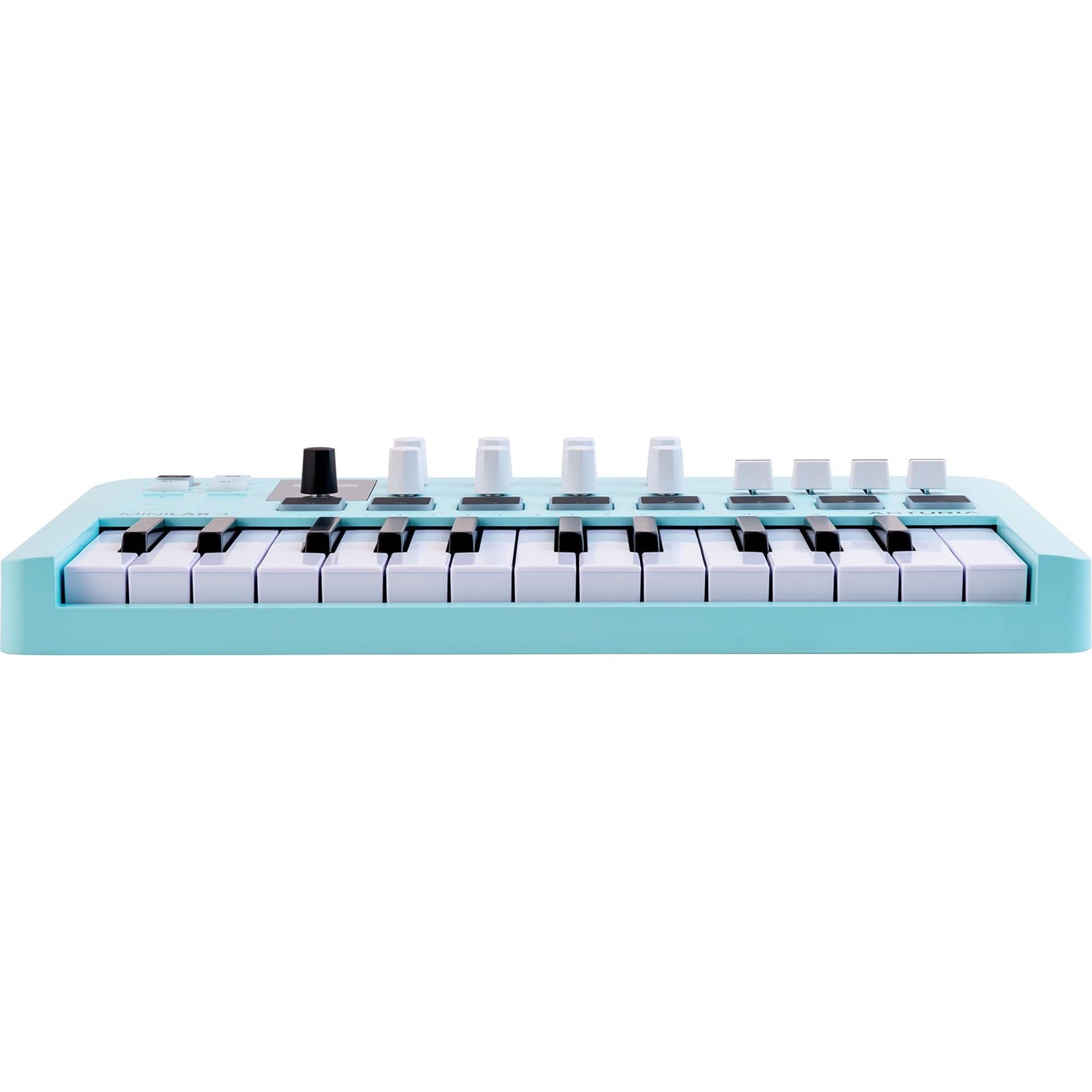 Arturia MiniLab 3 Aquamarine | 25-note USB-C MIDI Keyboard Controller with 8 Encoders | 8 Velocity/Pressure Sensitive RGB-backlit Pads | 4 Sliders | Software Included