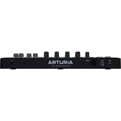 Arturia MiniLab 3 Black | 25-note USB-C MIDI Keyboard Controller with 8 Encoders | 8 Velocity/Pressure Sensitive RGB-backlit Pads | 4 Sliders | Software Included