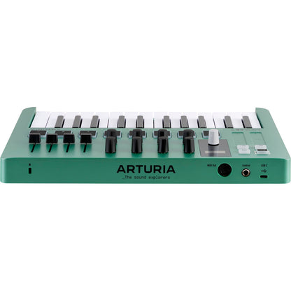 Arturia MiniLab 3 Green | 25-note USB-C MIDI Keyboard Controller with 8 Encoders | 8 Velocity/Pressure Sensitive RGB-backlit Pads | 4 Sliders | Software Included