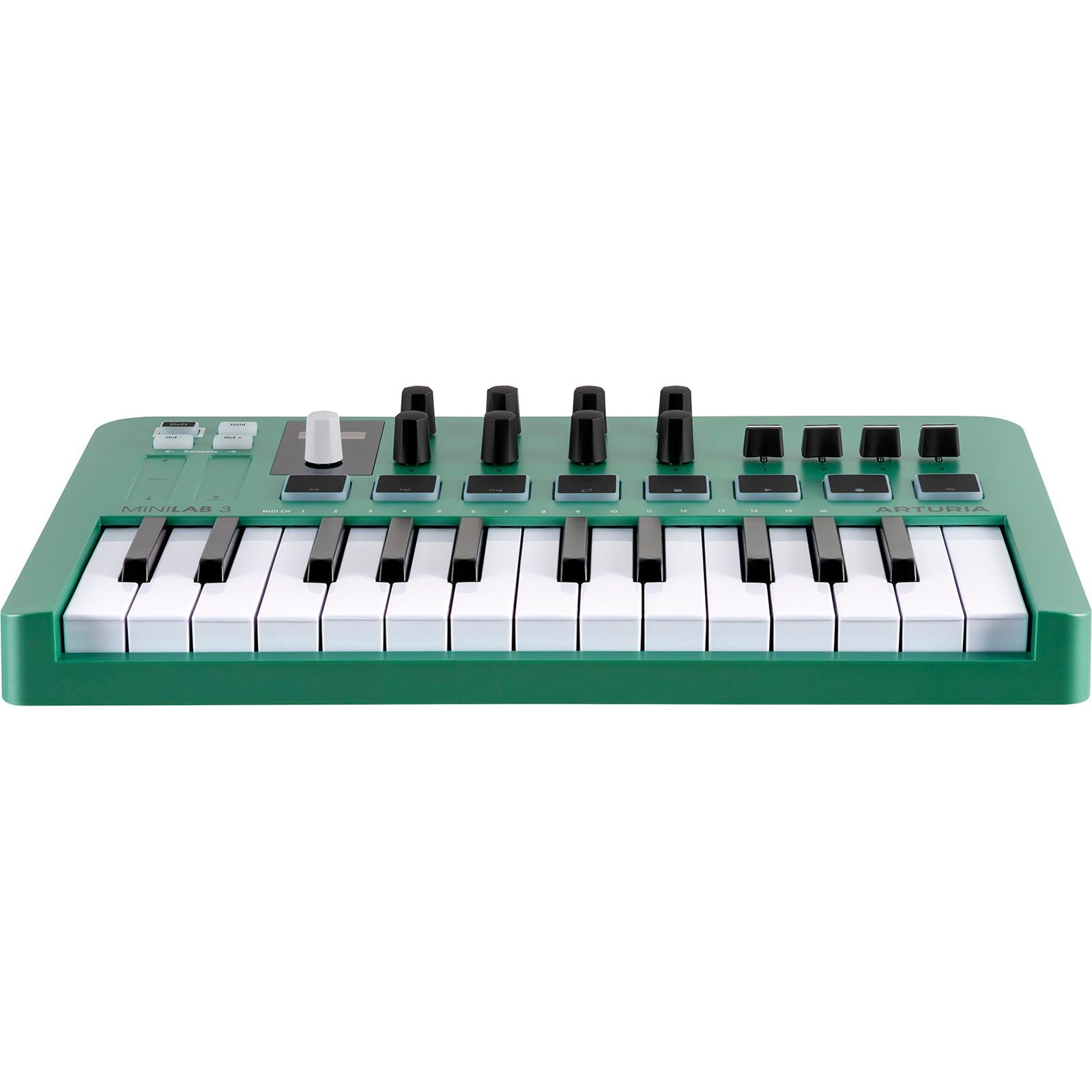 Arturia MiniLab 3 Green | 25-note USB-C MIDI Keyboard Controller with 8 Encoders | 8 Velocity/Pressure Sensitive RGB-backlit Pads | 4 Sliders | Software Included