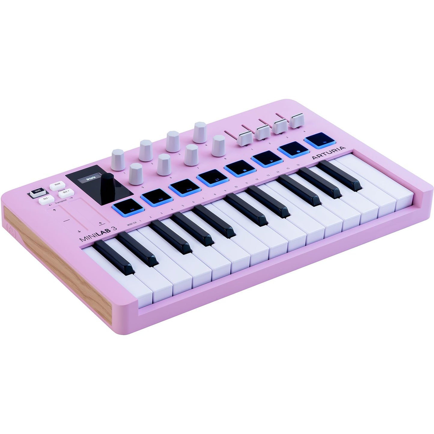 Arturia MiniLab 3 Rose Quartz | 25-note USB-C MIDI Keyboard Controller with 8 Encoders | 8 Velocity/Pressure Sensitive RGB-backlit Pads | 4 Sliders | Software Included
