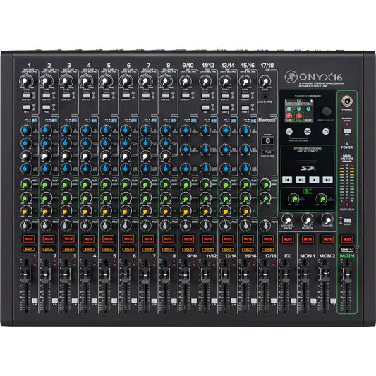 Mackie Onyx16 | 16 Channel Premium Analog USB Mixer with Bluetooth and Effects | Built-In USB Interface | Includes Recording Software | Suitable for Studio and Stage | SMK ONYX16